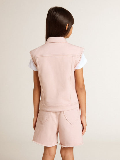 Girls' pink denim vest - Golden Goose Kids