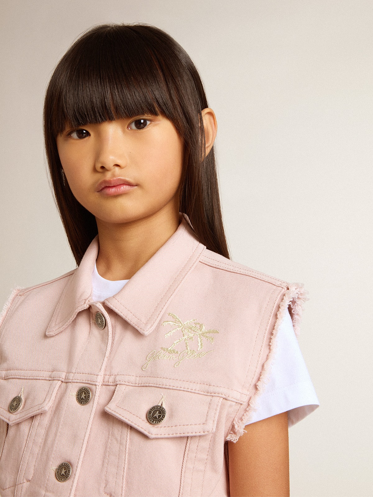 Girls' pink denim vest - Golden Goose Kids