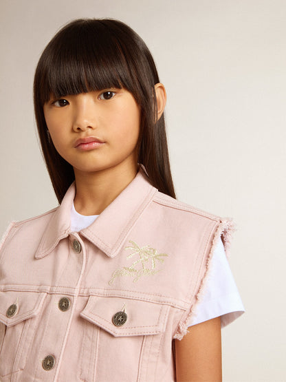 Girls' pink denim vest - Golden Goose Kids