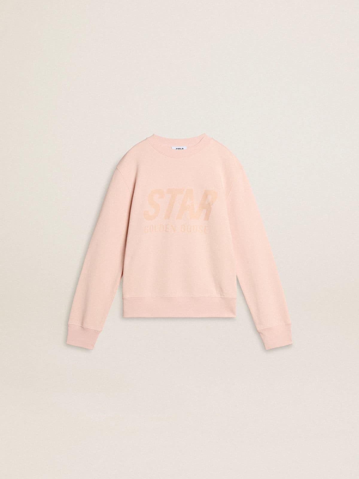 Girls' pink-colored sweatshirt with pink front lettering - Golden Goose Kids