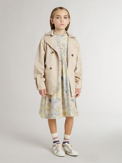 Girls' cotton midi dress with multicolor floral print - Golden Goose Kids