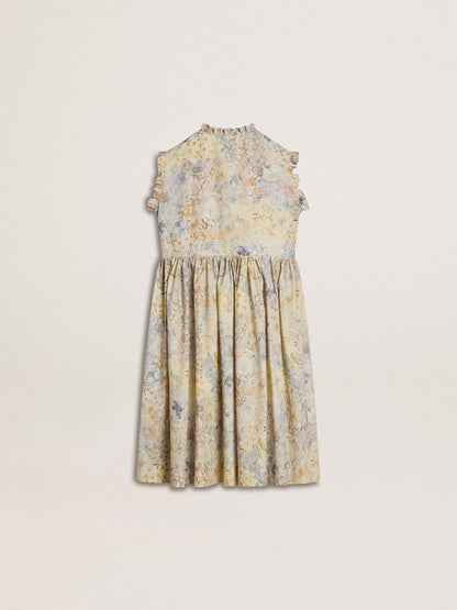 Girls' cotton midi dress with multicolor floral print - Golden Goose Kids