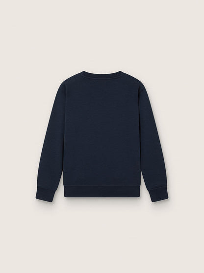 Journey crew neck sweatshirt for boys in navy blue cotton with mascot print - Golden Goose Kids