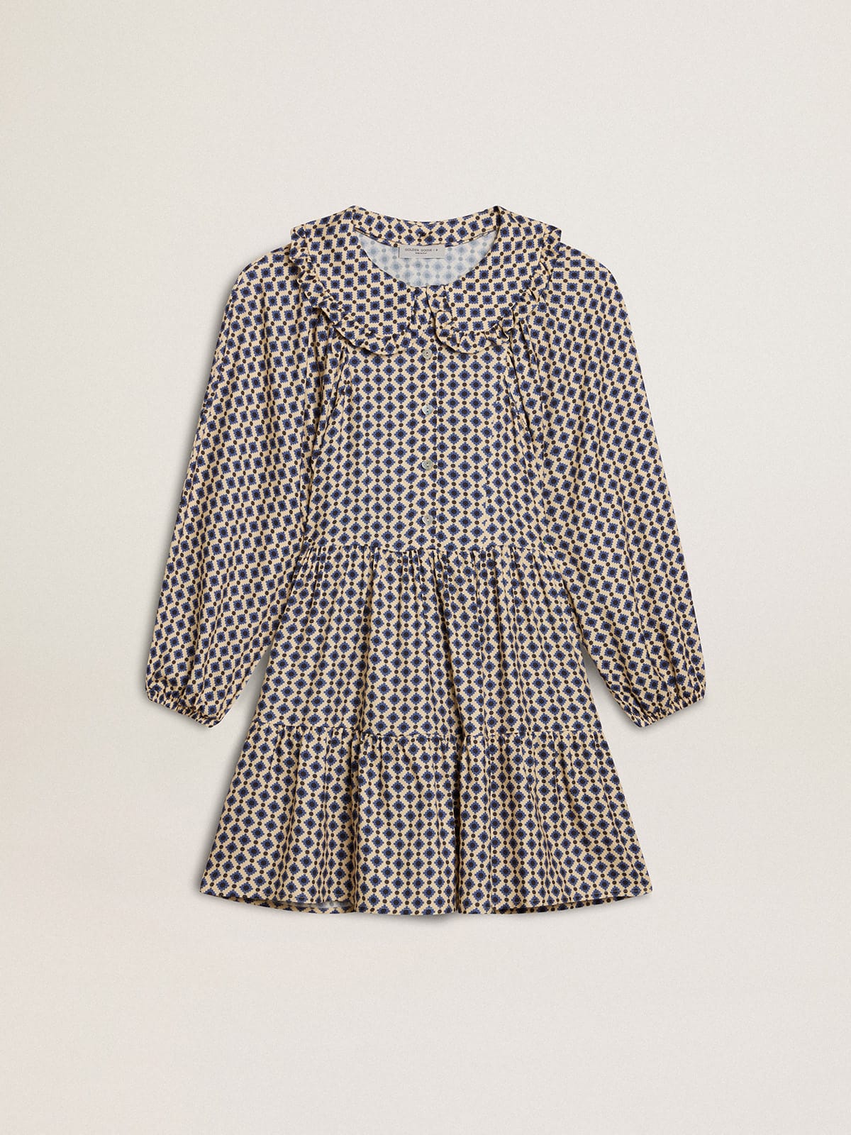 Girls' dress with geometric print and removable collar - Golden Goose Kids
