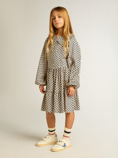 Girls' dress with geometric print and removable collar - Golden Goose Kids