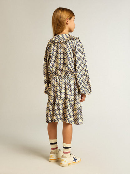 Girls' dress with geometric print and removable collar - Golden Goose Kids