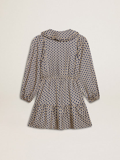 Girls' dress with geometric print and removable collar - Golden Goose Kids