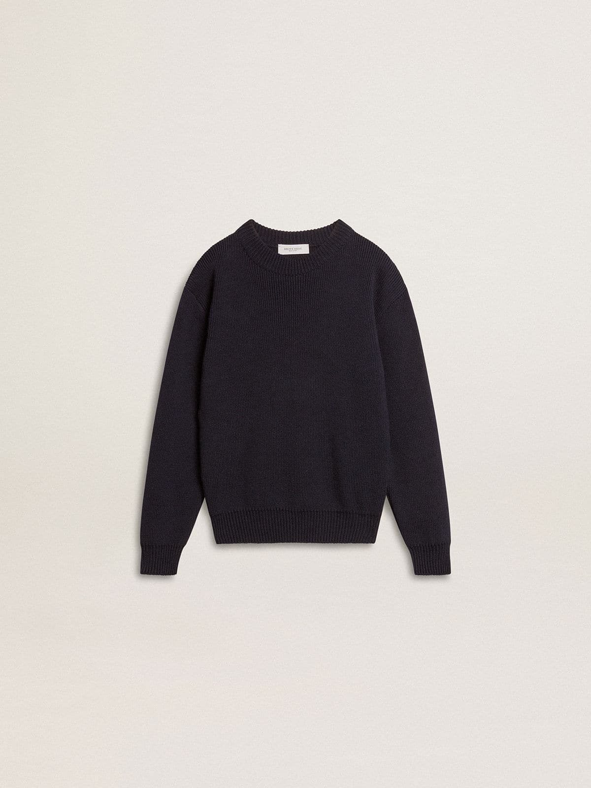 Boys’ blue crew-neck sweater with 'Golden' lettering on the back - Golden Goose Kids