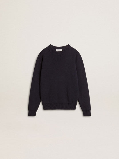 Boys’ blue crew-neck sweater with 'Golden' lettering on the back - Golden Goose Kids