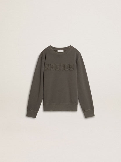 Kids’ gray sweatshirt with raised logo - Golden Goose Kids