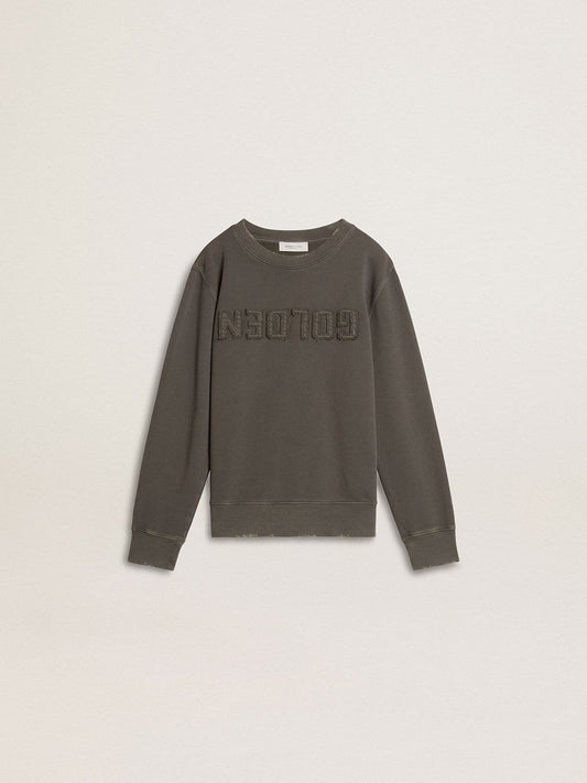 Kids’ gray sweatshirt with raised logo - Golden Goose Kids