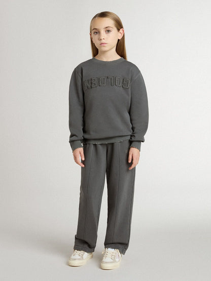 Kids’ gray sweatshirt with raised logo - Golden Goose Kids