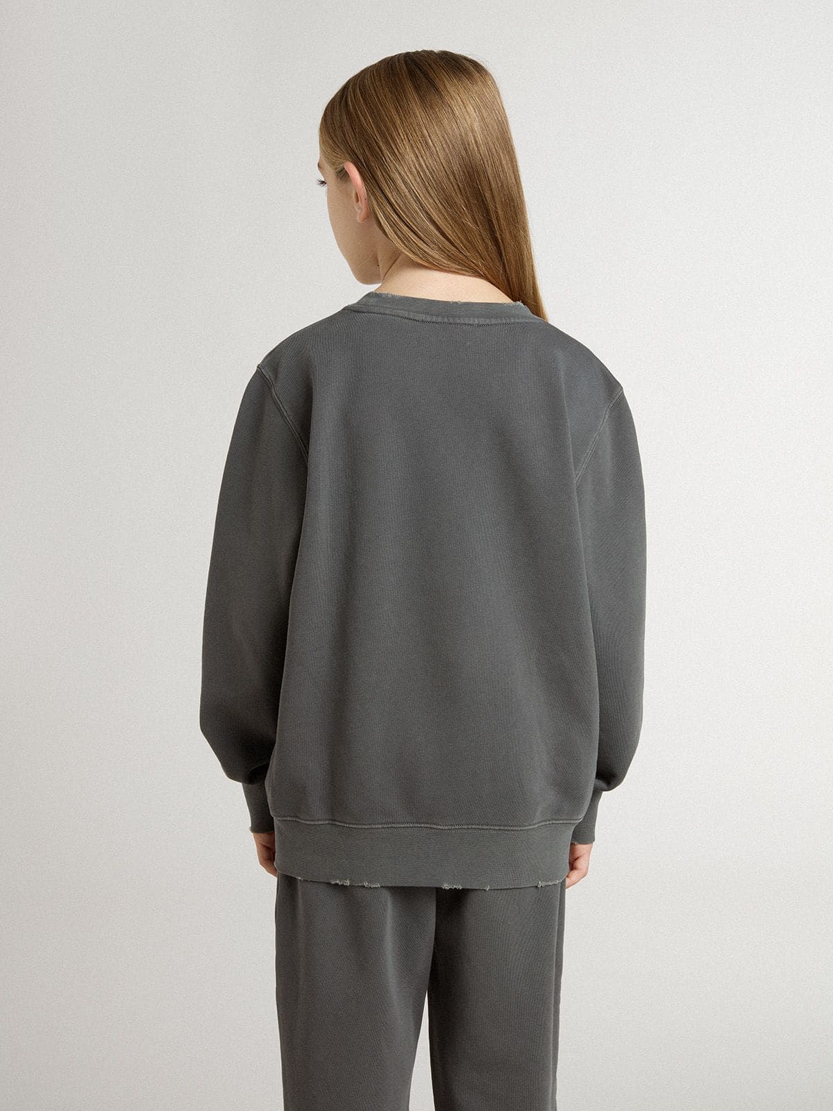 Kids’ gray sweatshirt with raised logo - Golden Goose Kids