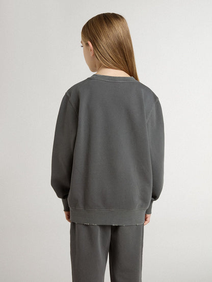 Kids’ gray sweatshirt with raised logo - Golden Goose Kids