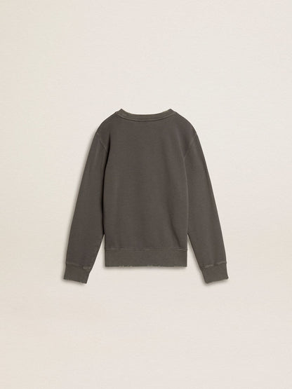 Kids’ gray sweatshirt with raised logo - Golden Goose Kids
