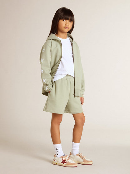 Light green sweatshirt with zip fastening - Golden Goose Kids