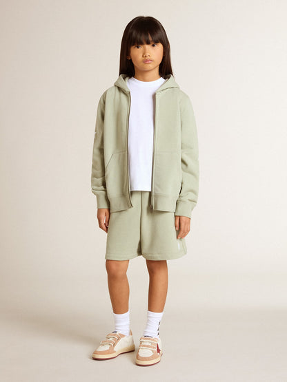 Light green sweatshirt with zip fastening - Golden Goose Kids