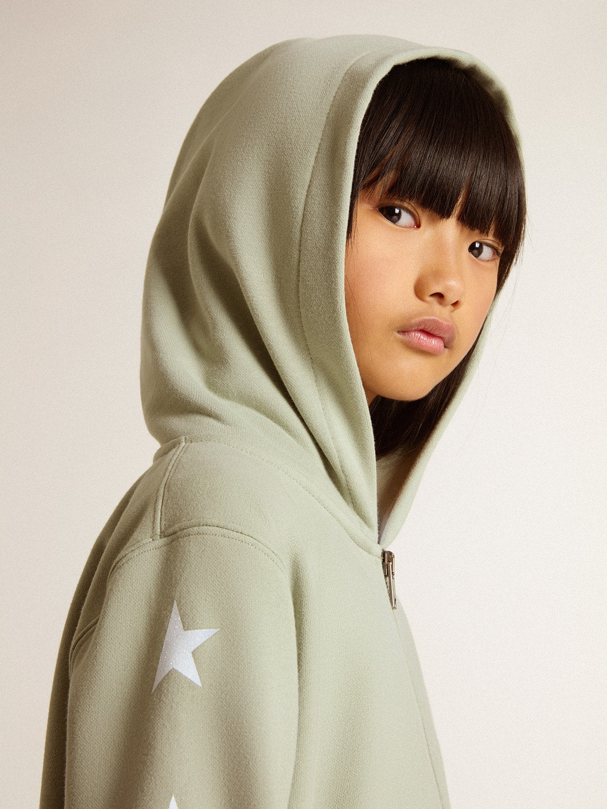 Light green sweatshirt with zip fastening - Golden Goose Kids