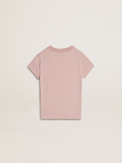 Girls' pink T-shirt with white print - Golden Goose Kids