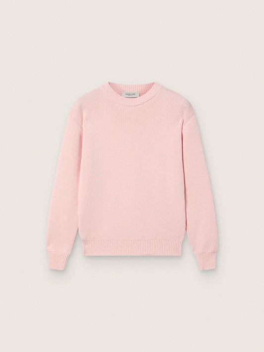 Unisex pink ribbed Golden sweater for kids with Golden logo on the back - Golden Goose Kids