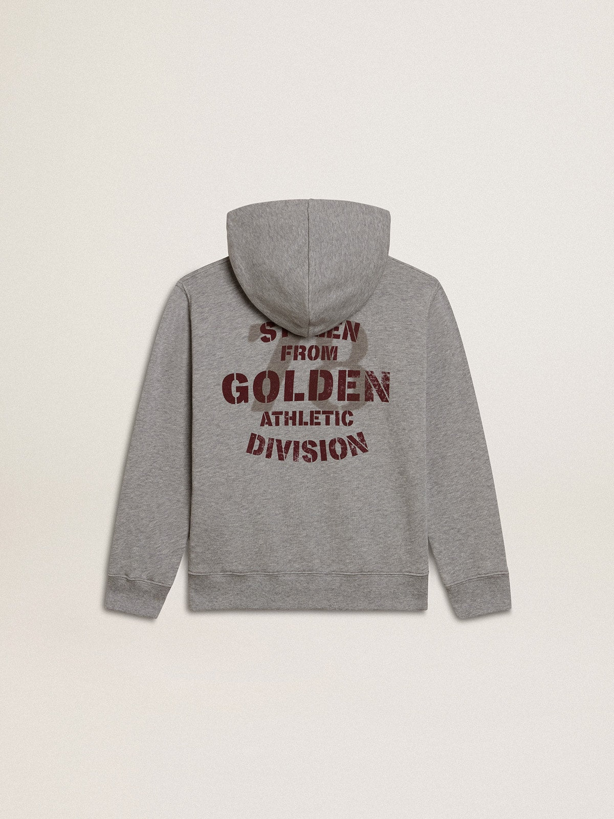 Gray melange hooded sweatshirt with print on the back - Golden Goose Kids