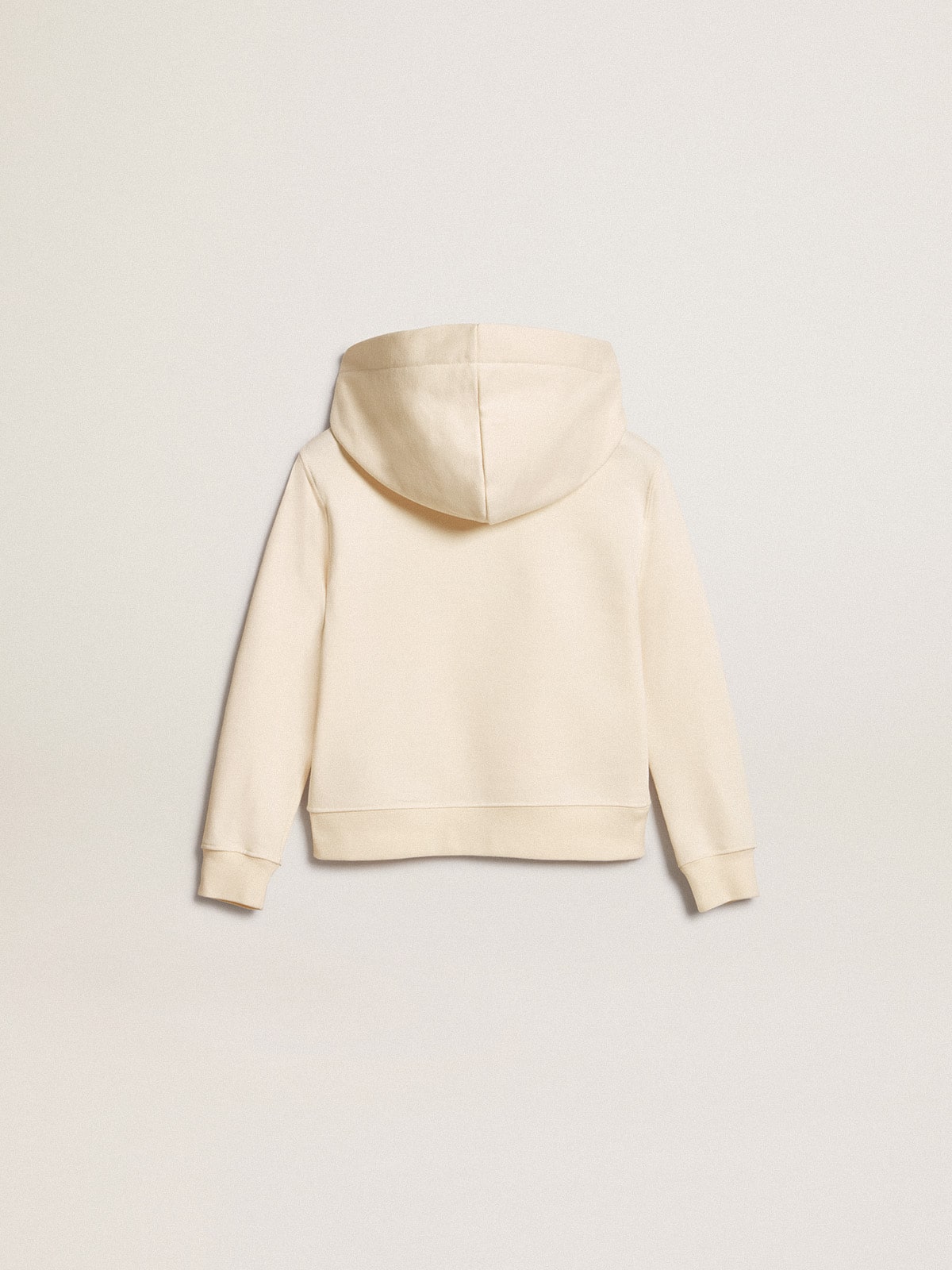 Hooded sweatshirt in aged white with patches - Golden Goose Kids