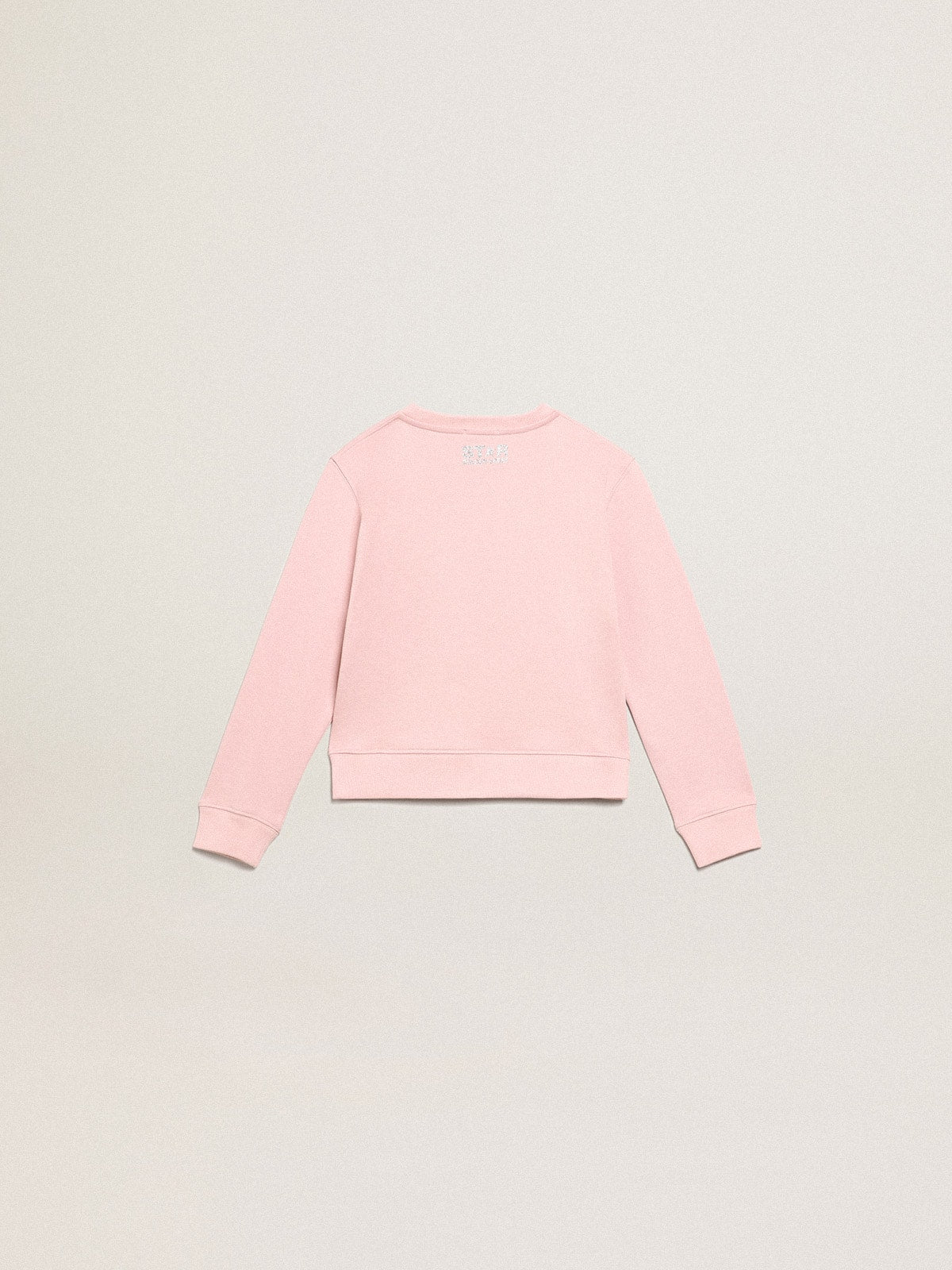 Pink sweatshirt with maxi star in silver glitter on the front - Golden Goose Kids