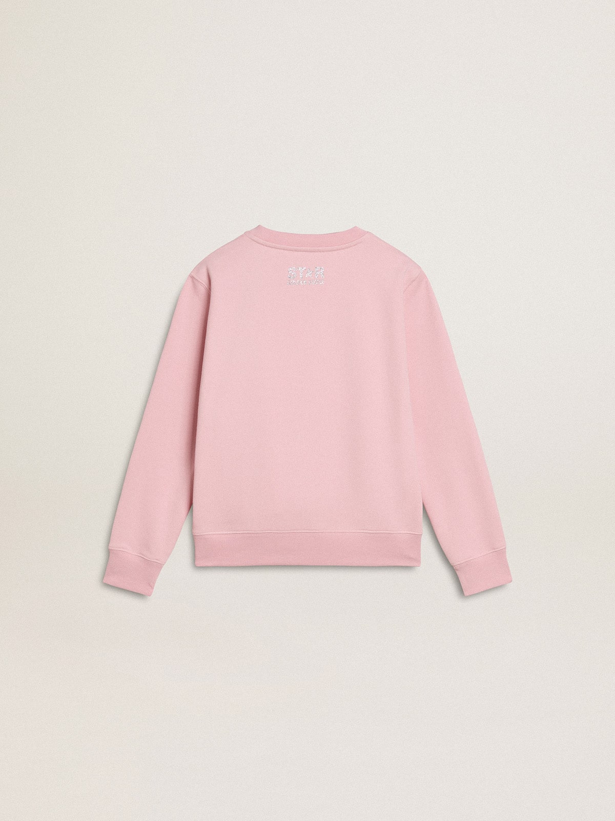 Pink sweatshirt with maxi star in silver glitter on the front - Golden Goose Kids
