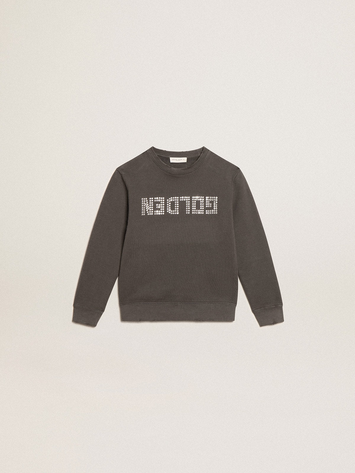 Distressed gray sweatshirt with crystal lettering - Golden Goose Kids