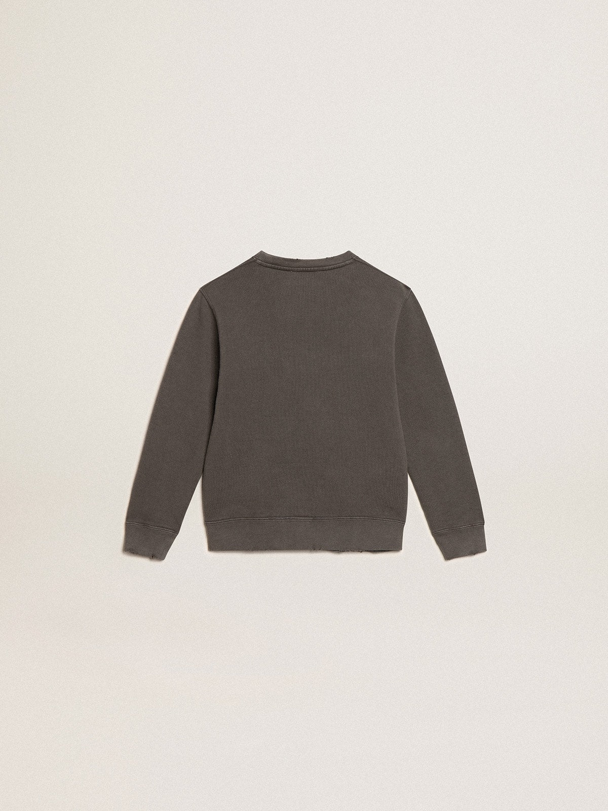 Distressed gray sweatshirt with crystal lettering - Golden Goose Kids