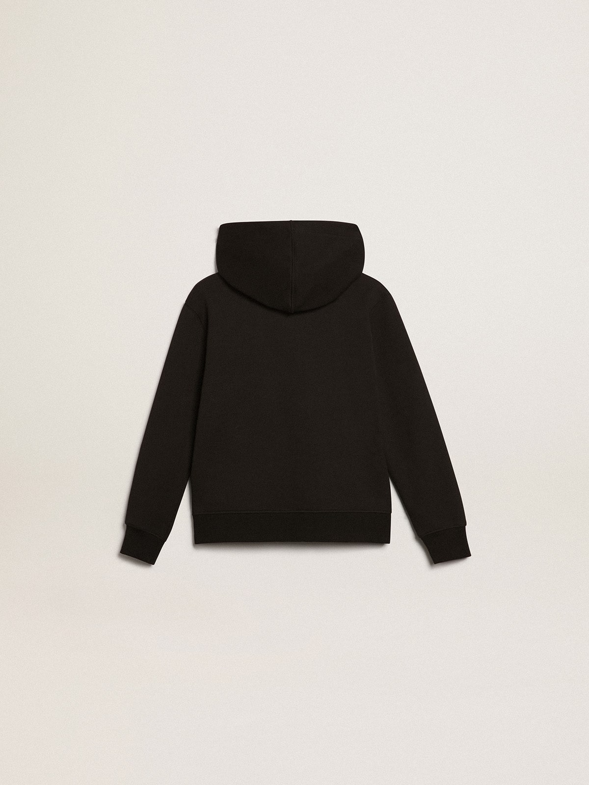 Black hooded sweatshirt with contrasting white star and logo - Golden Goose Kids