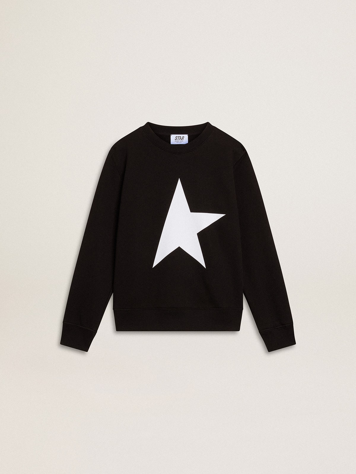 Boys’ black sweatshirt with white maxi star on the front - Golden Goose Kids
