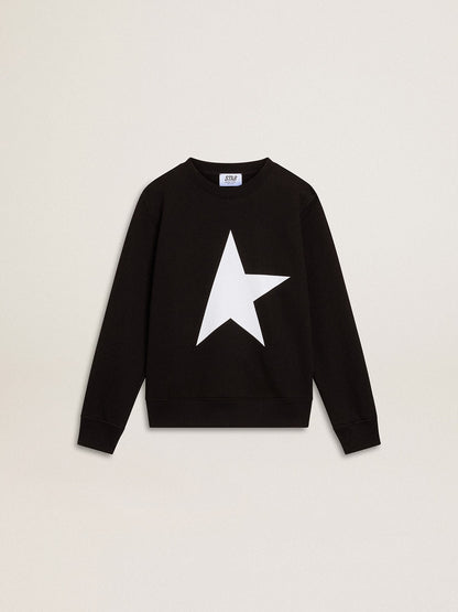 Boys’ black sweatshirt with white maxi star on the front - Golden Goose Kids