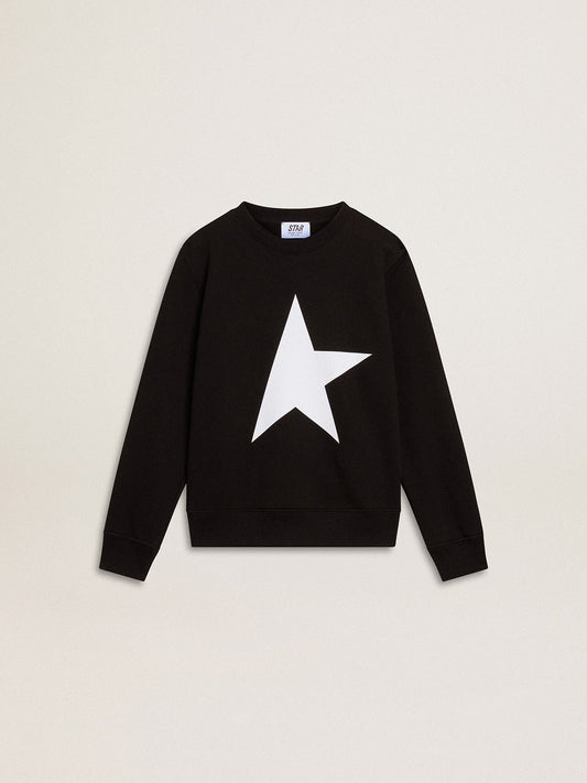 Boys’ black sweatshirt with white maxi star on the front - Golden Goose Kids