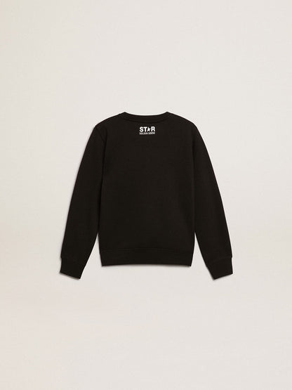 Boys’ black sweatshirt with white maxi star on the front - Golden Goose Kids