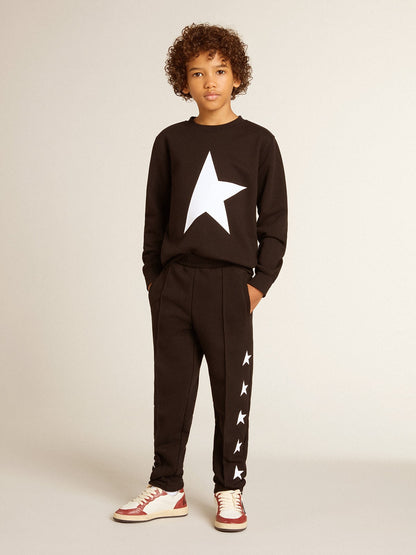 Boys’ black sweatshirt with white maxi star on the front - Golden Goose Kids