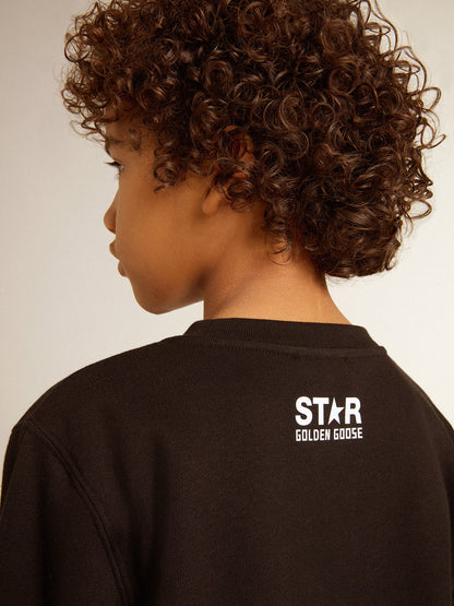 Boys’ black sweatshirt with white maxi star on the front - Golden Goose Kids