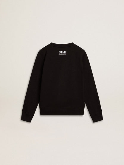 Boys’ black sweatshirt with white maxi star on the front - Golden Goose Kids