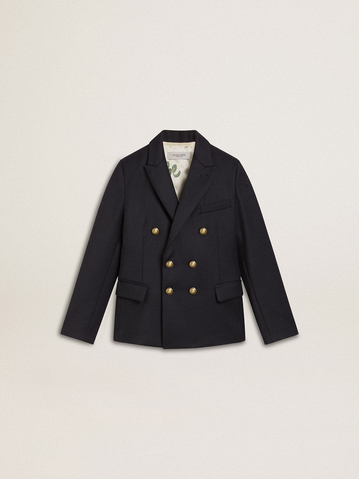 Boys' dark blue double-breasted blazer - Golden Goose Kids