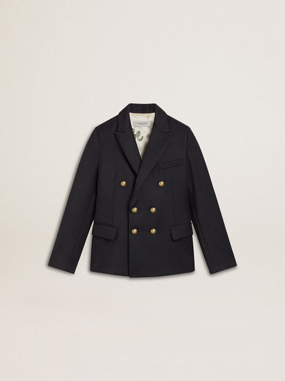 Boys' dark blue double-breasted blazer - Golden Goose Kids
