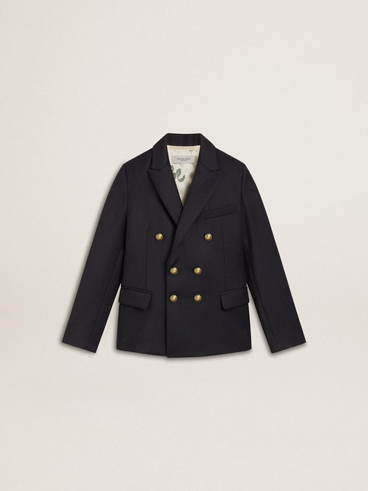 Boys' dark blue double-breasted blazer - Golden Goose Kids