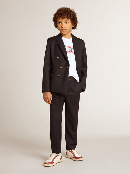 Boys' dark blue double-breasted blazer - Golden Goose Kids
