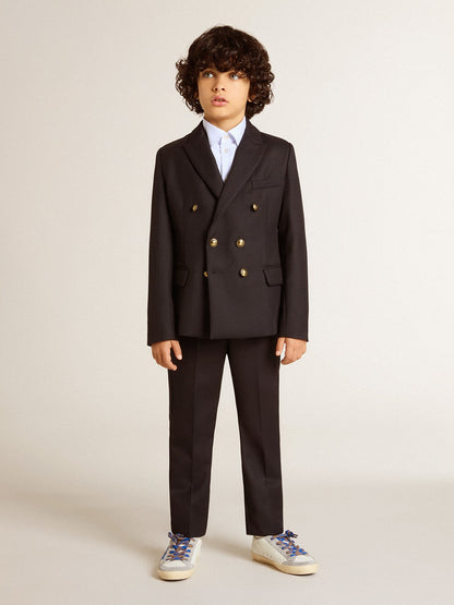 Boys' dark blue double-breasted blazer - Golden Goose Kids
