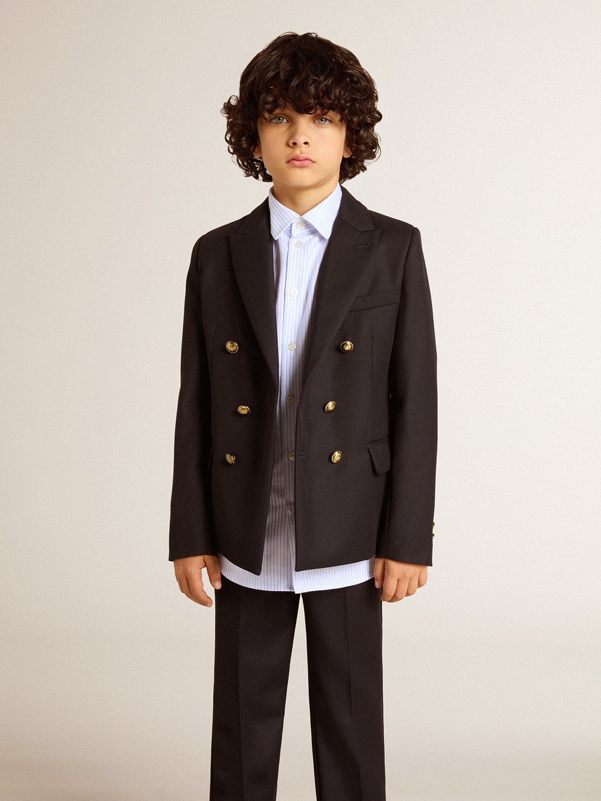 Boys' dark blue double-breasted blazer - Golden Goose Kids