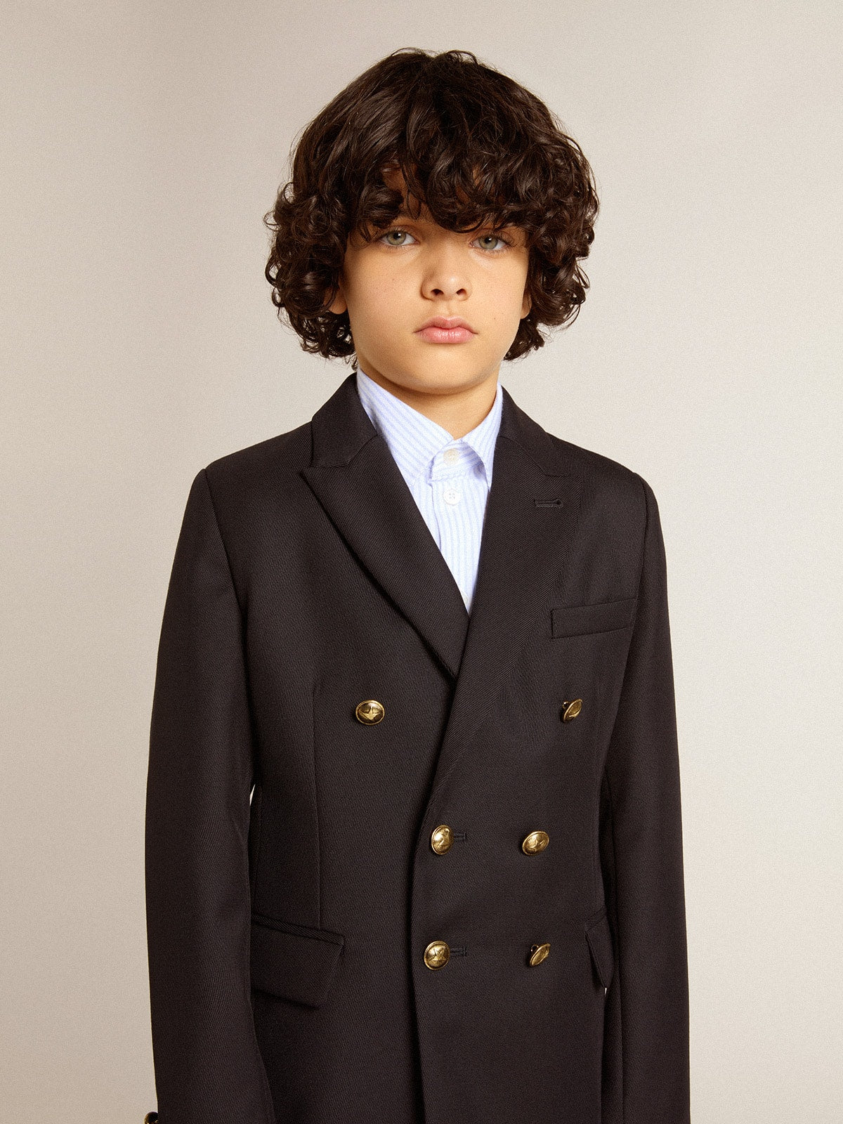 Boys' dark blue double-breasted blazer - Golden Goose Kids