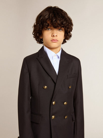Boys' dark blue double-breasted blazer - Golden Goose Kids