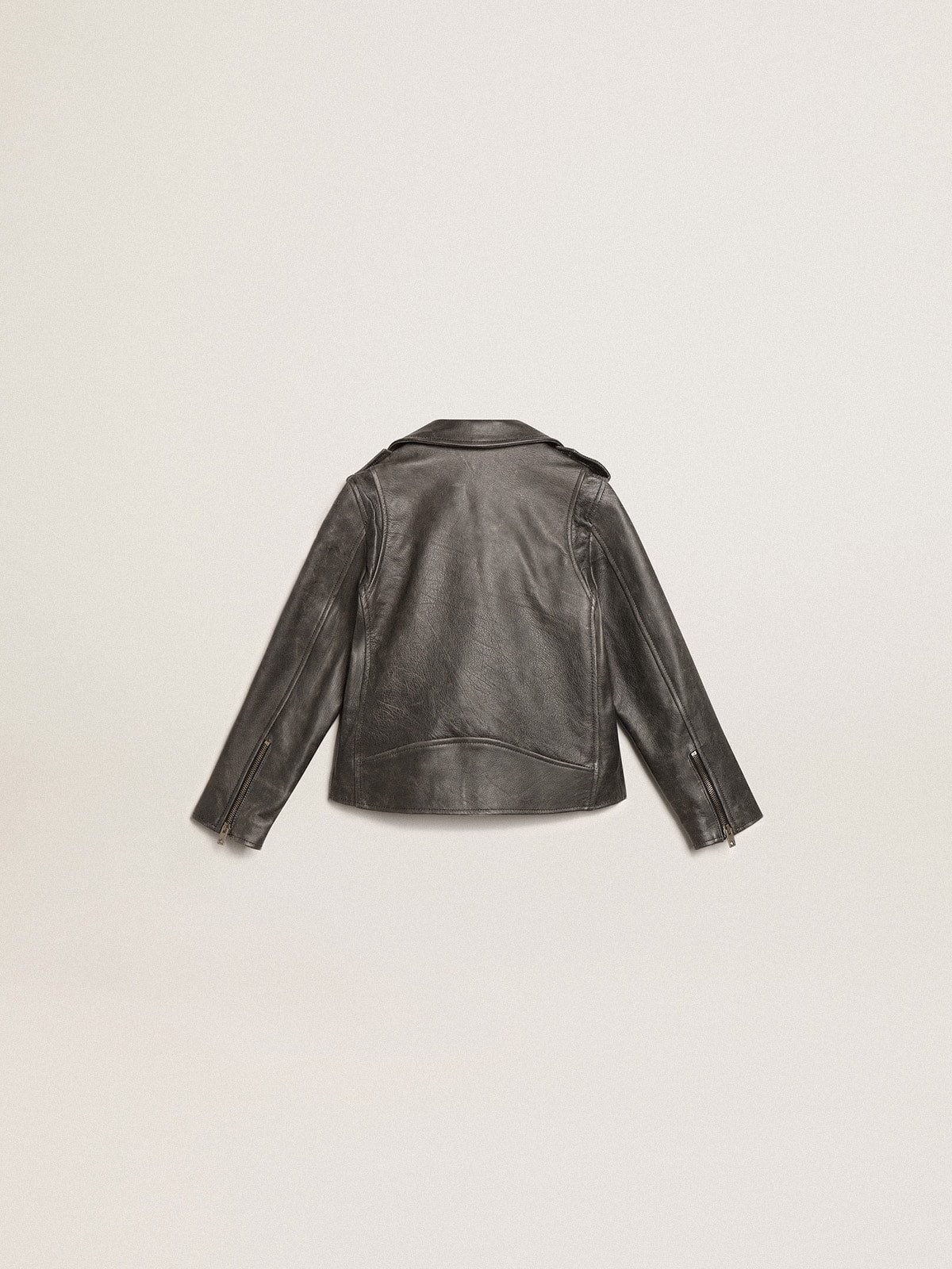 Boys’ biker jacket in distressed leather - Golden Goose Kids