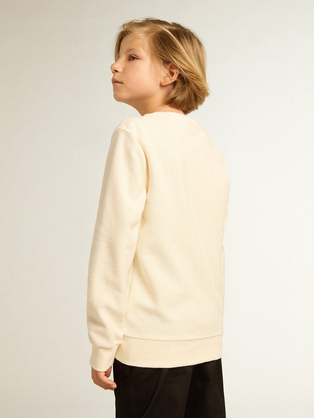 Sweatshirt in aged white with multicolor Golden lettering on the front - Golden Goose Kids