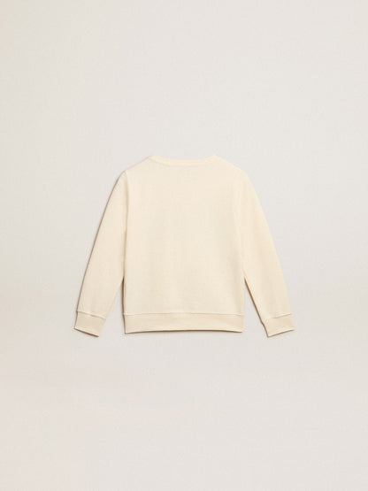 Sweatshirt in aged white with multicolor Golden lettering on the front - Golden Goose Kids