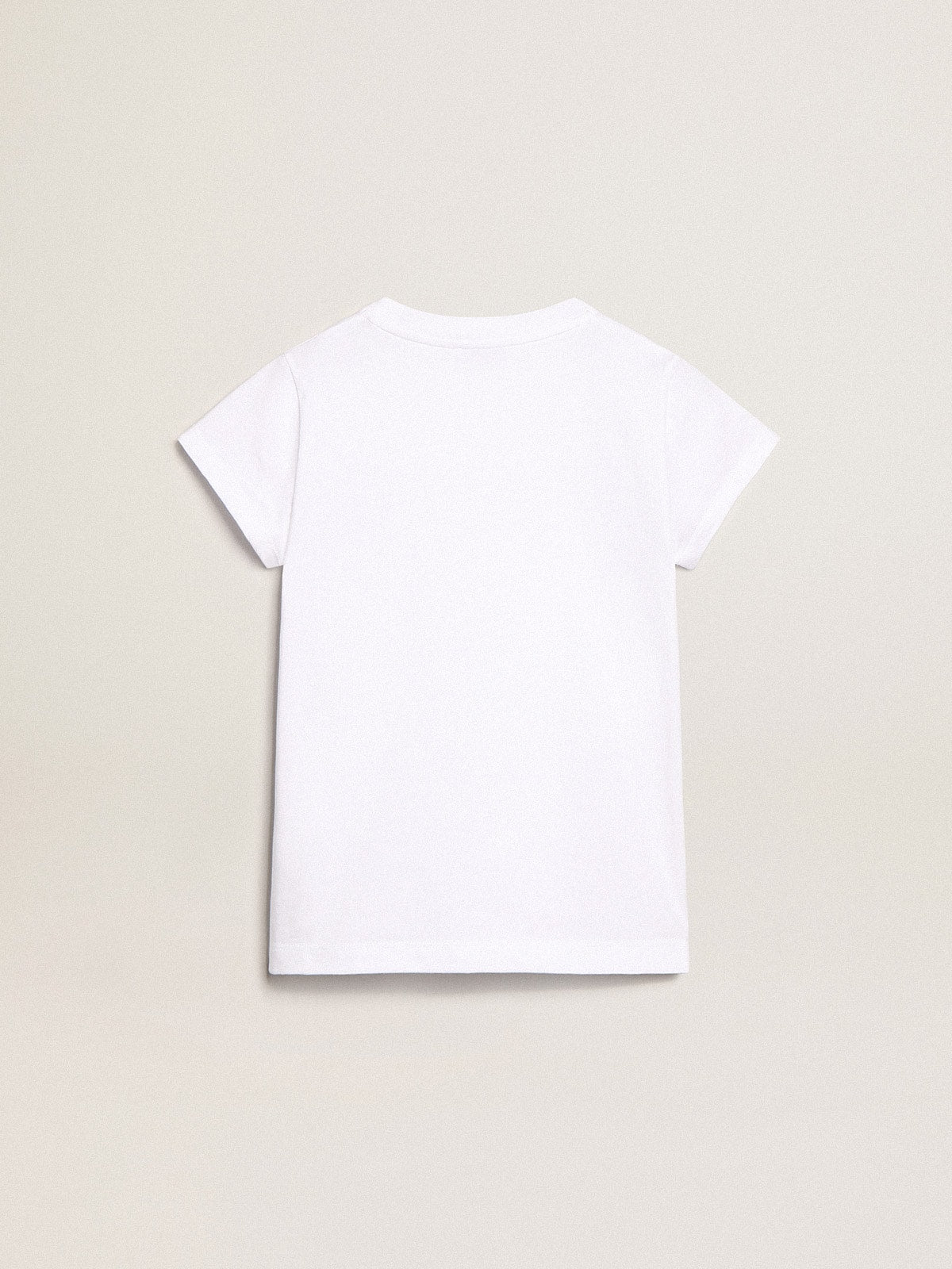 White T-shirt with central Golden lettering in crystals - Golden Goose Kids